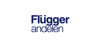 Flügger andelen logo i blåt tekst.