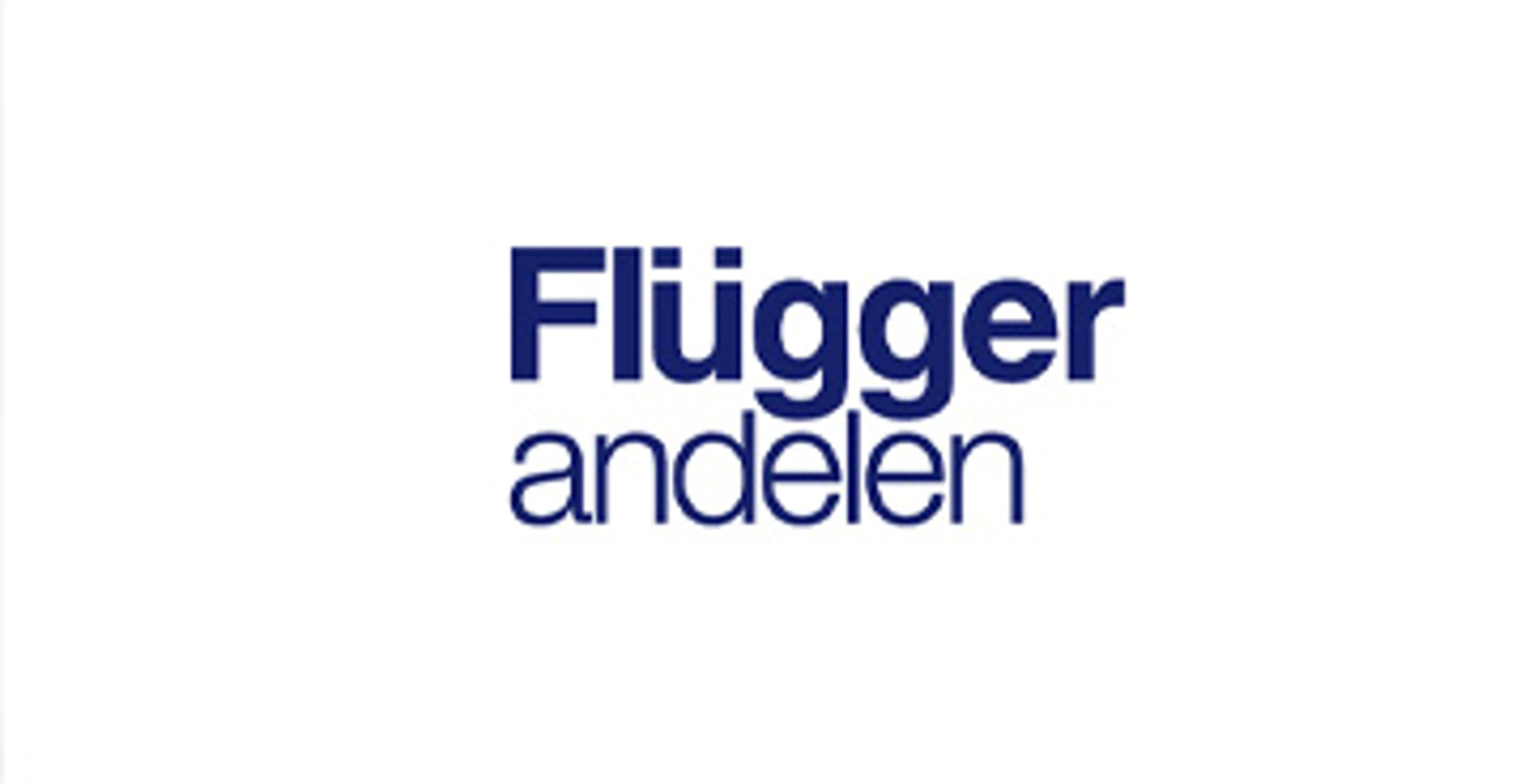 Flügger andelen logo i blåt tekst.