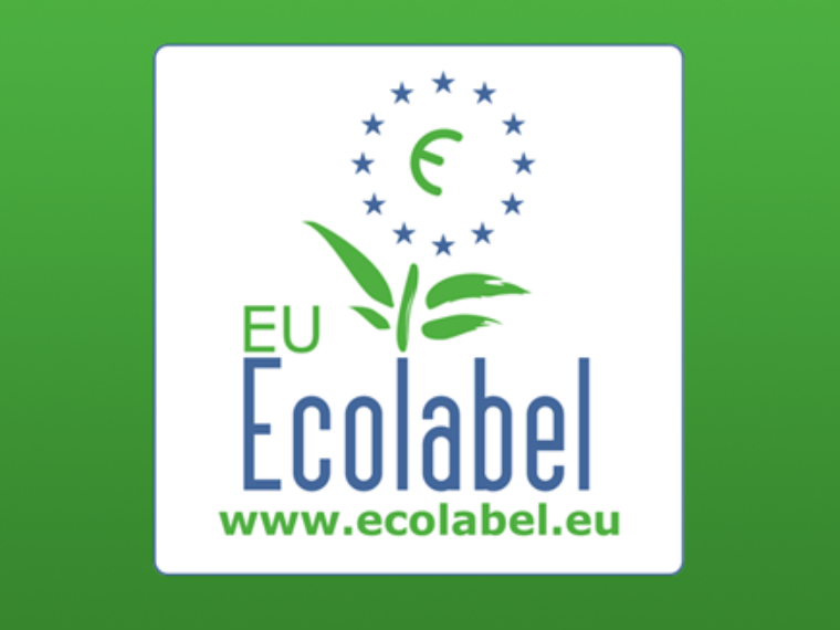 EU ecolabel logo på grøn baggrund.
