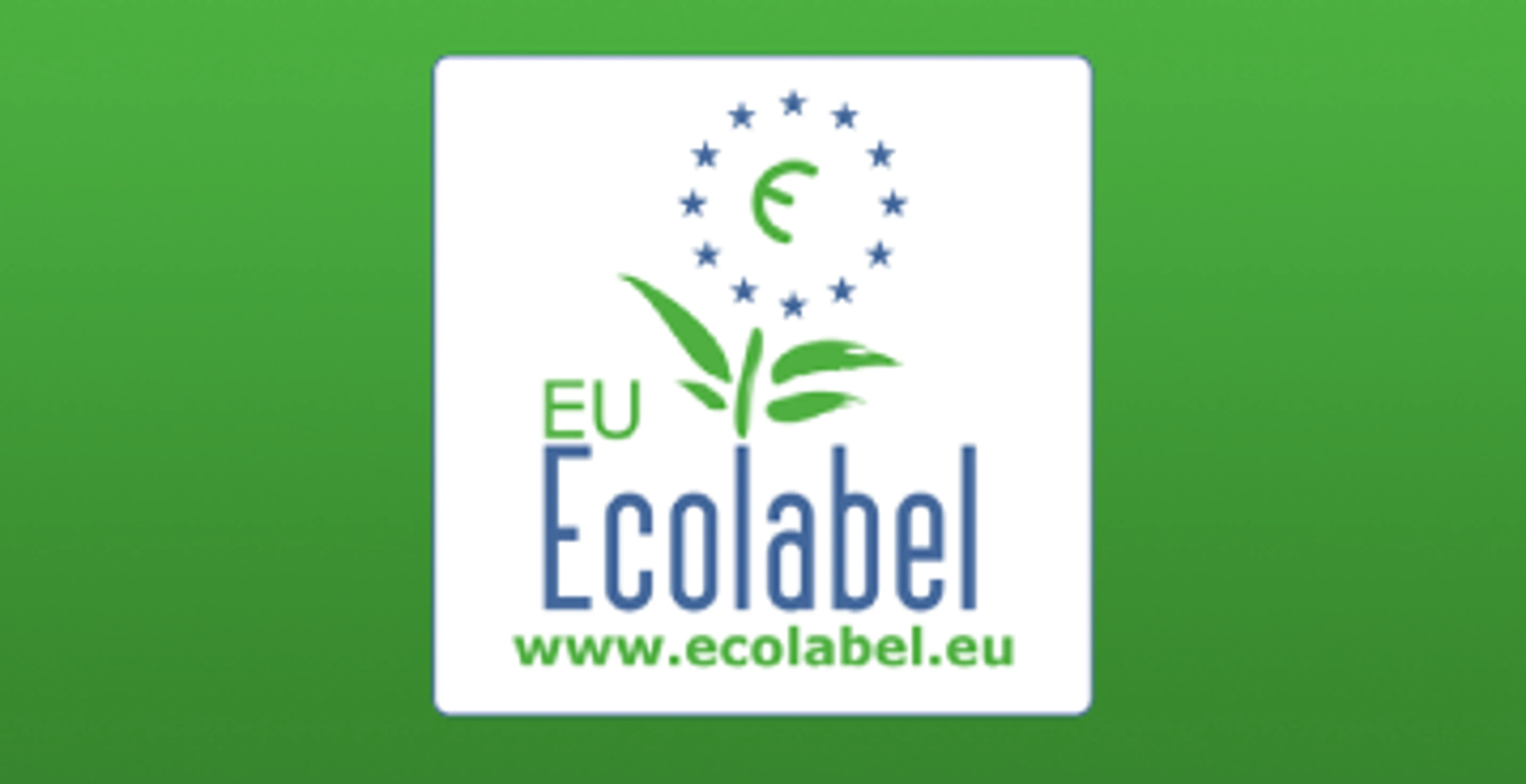 EU ecolabel logo på grøn baggrund.